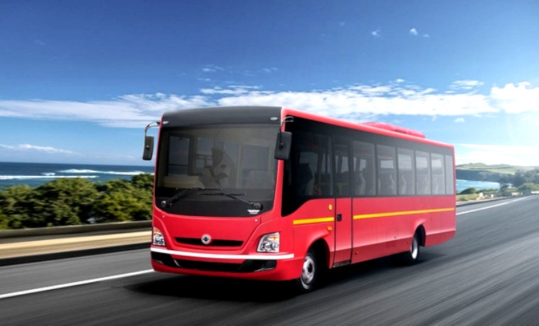 Red Bharat Benz luxury coach for Ocean Luxe charter